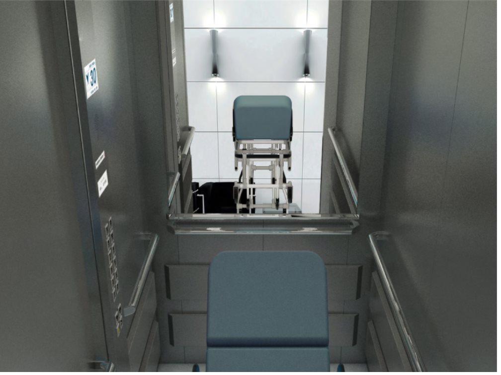 Elevadores hospitalares e maca-leito